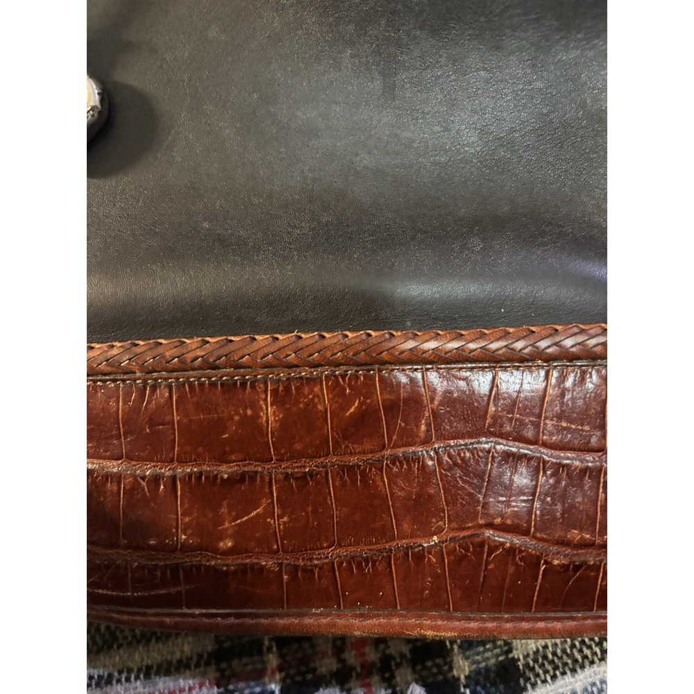 Brighton Women's Leather Bucket‎ Purse Black & Brown Faux Animal Print Pockets - Picture 6 of 10